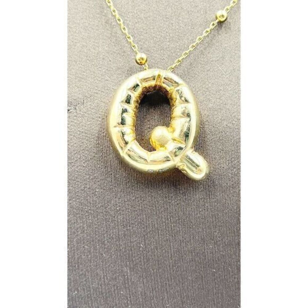 ANTHROPOLOGIE Monogram Gold Tone Necklace with Thick  Letter Q Pendant